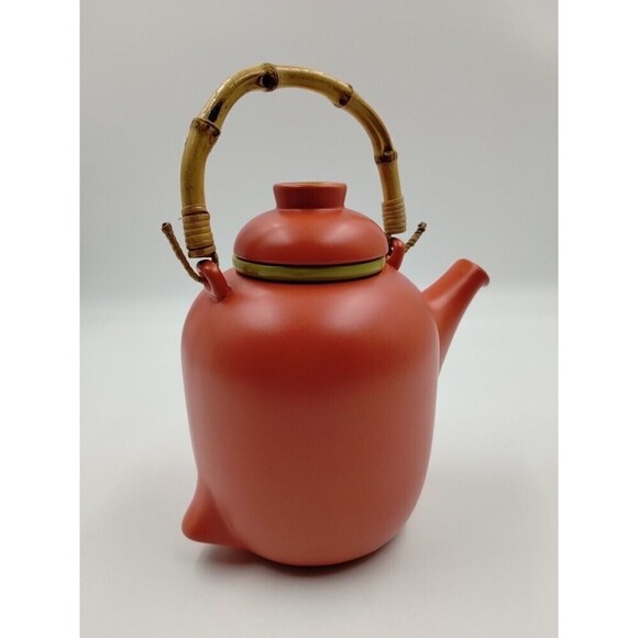 Room Creative Ceramic Green Tea Teapot w/Diffuser Wicker Handle Pink/Green - Picture 3 of 13